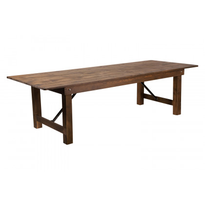 BLNK HERCULES Series Rectangular Antique Rustic Solid Pine Folding Farm Table - Natural, 40"W x 9'L
