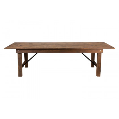 BLNK HERCULES Series Rectangular Antique Rustic Solid Pine Folding Farm Table - Natural, 40"W x 9'L