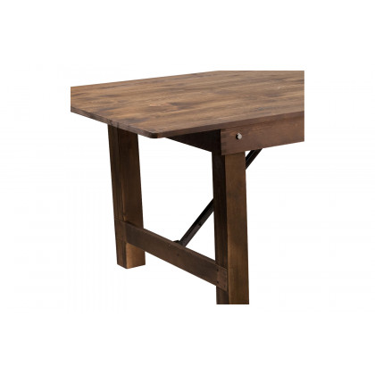 BLNK HERCULES Series Rectangular Antique Rustic Solid Pine Folding Farm Table - Natural, 40"W x 9'L