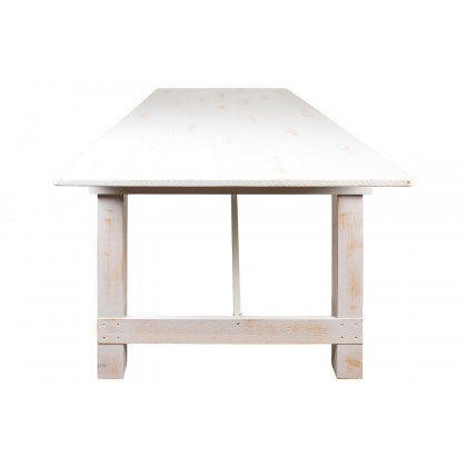 BLNK HERCULES Series Rectangular Antique Rustic Solid Pine Folding Farm Table - White, 40"W x 9'L