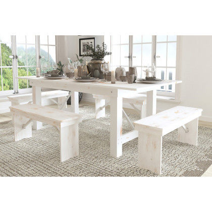 BLNK - HERCULES Series Antique Rustic Folding Farm Table and Four Bench Set