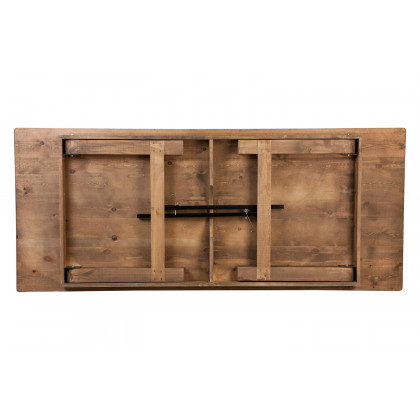 BLNK HERCULES Series Antique Rustic Folding Farm Table Set with 10 Cross Back Chairs and Cushions - 40"W x 8'L