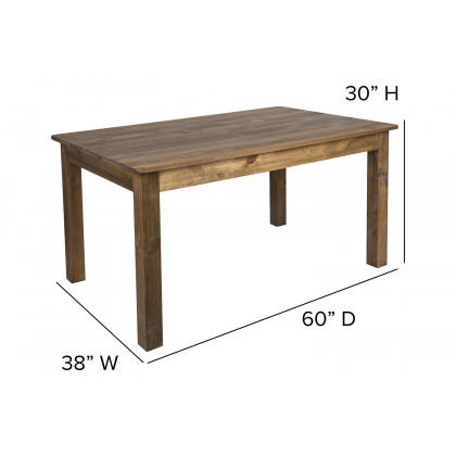 BLNK - HERCULES Antique Rustic Farm Table Set with 6 Cross Back Chairs and Cushions