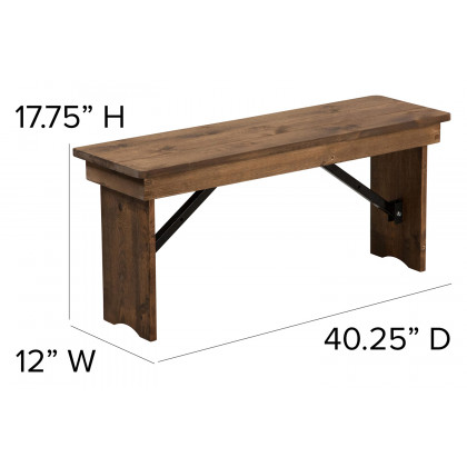 BLNK HERCULES Series Antique Rustic Folding Farm Table and Six Bench Set - Natural