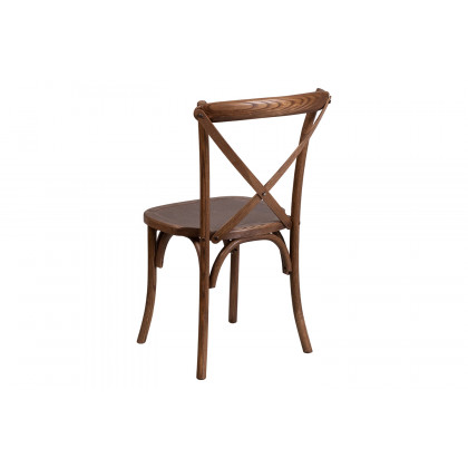 BLNK HERCULES Series Antique Rustic Folding Farm Table Set with 6 Cross Back Chairs and Cushions - Natural