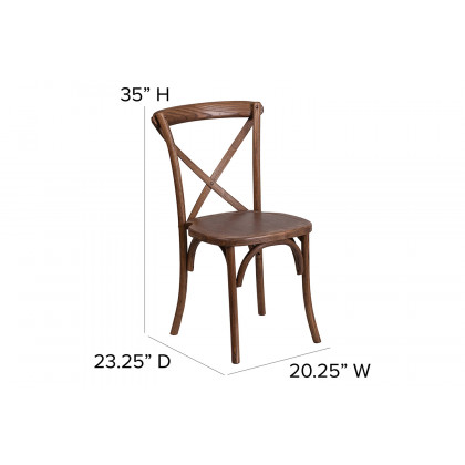 BLNK HERCULES Series Antique Rustic Folding Farm Table Set with 6 Cross Back Chairs and Cushions - Natural