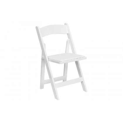 BLNK HERCULES Series Wood Folding Chair with Vinyl Padded Seat - White