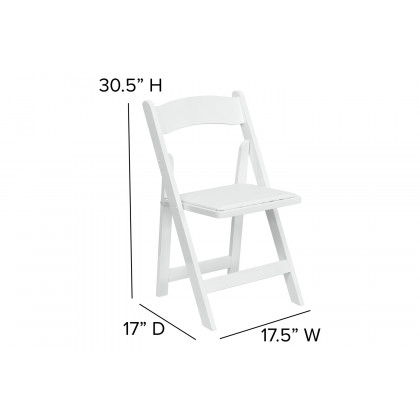 BLNK HERCULES Series Wood Folding Chair with Vinyl Padded Seat - White