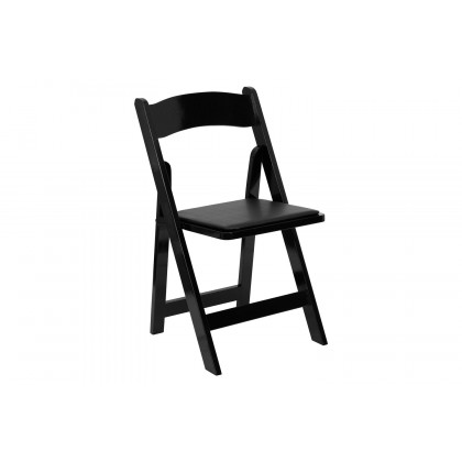 BLNK HERCULES Series Wood Folding Chair with Vinyl Padded Seat - Black