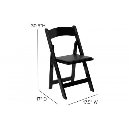 BLNK HERCULES Series Wood Folding Chair with Vinyl Padded Seat - Black