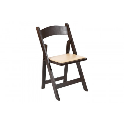 BLNK HERCULES Series Wood Folding Chair with Vinyl Padded Seat - Chocolate