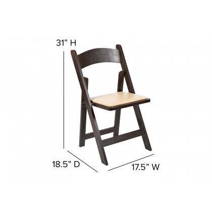 BLNK HERCULES Series Wood Folding Chair with Vinyl Padded Seat - Chocolate