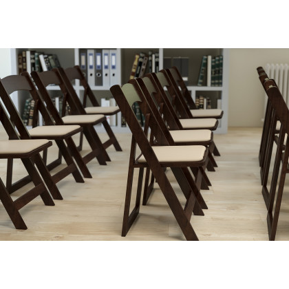 BLNK - HERCULES Series Wood Folding Chair with Vinyl Padded Seat