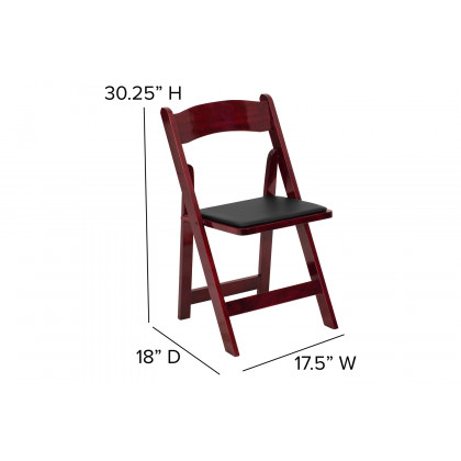 BLNK HERCULES Series Wood Folding Chair with Vinyl Padded Seat - Mahogany