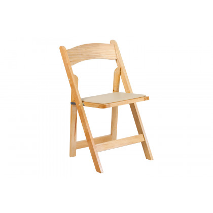 BLNK HERCULES Series Wood Folding Chair with Vinyl Padded Seat - Natural