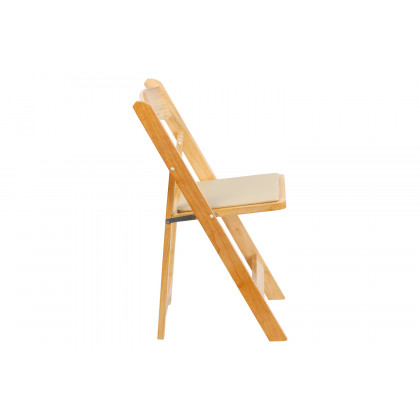 BLNK HERCULES Series Wood Folding Chair with Vinyl Padded Seat - Natural