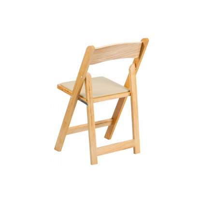 BLNK HERCULES Series Wood Folding Chair with Vinyl Padded Seat - Natural