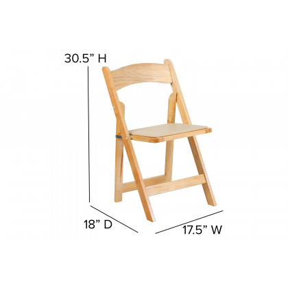 BLNK HERCULES Series Wood Folding Chair with Vinyl Padded Seat - Natural
