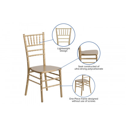 BLNK HERCULES Series Wood Chiavari Chair - Gold