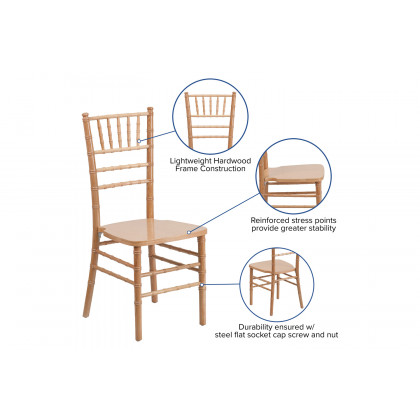 BLNK HERCULES Series Wood Chiavari Chair - Natural