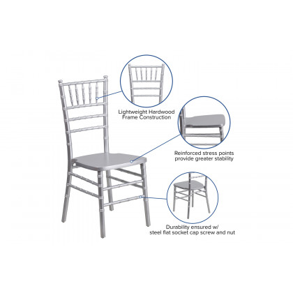 BLNK HERCULES Series Wood Chiavari Chair - Silver