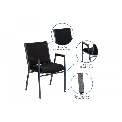 BLNK HERCULES Series Fabric Heavy Duty Stack Chair with Arms - Black Dot
