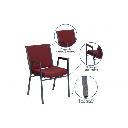 BLNK HERCULES Series Fabric Heavy Duty Stack Chair with Arms - Burgundy Patterned