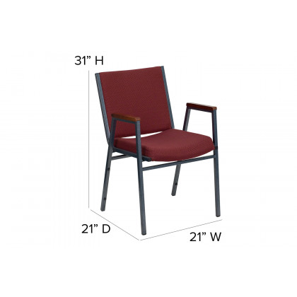 BLNK HERCULES Series Fabric Heavy Duty Stack Chair with Arms - Burgundy Patterned