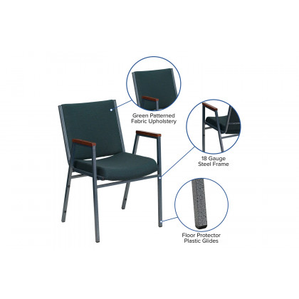 BLNK HERCULES Series Fabric Heavy Duty Stack Chair with Arms - Green Patterned