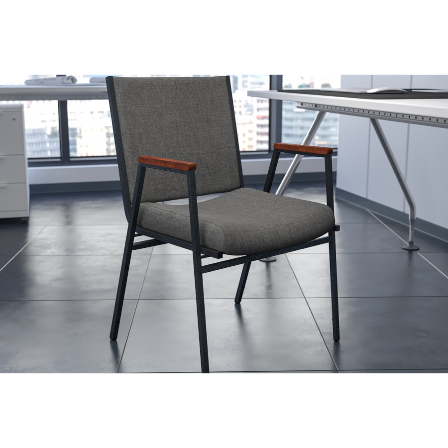 BLNK HERCULES Series Fabric Heavy Duty Stack Chair with Arms - Gray