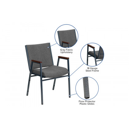 BLNK HERCULES Series Fabric Heavy Duty Stack Chair with Arms - Gray