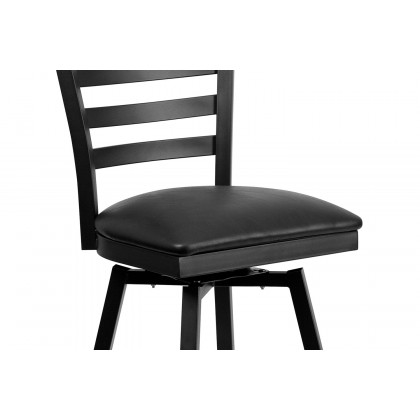 BLNK HERCULES Series Black Metal Ladder Back Swivel Bar Stool with Vinyl Seat - Black