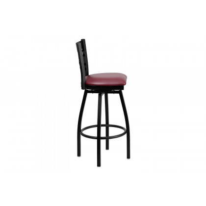 BLNK HERCULES Series Black Metal "X" Back Swivel Bar Stool with Vinyl Seat - Burgundy
