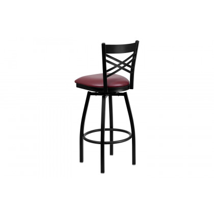 BLNK HERCULES Series Black Metal "X" Back Swivel Bar Stool with Vinyl Seat - Burgundy
