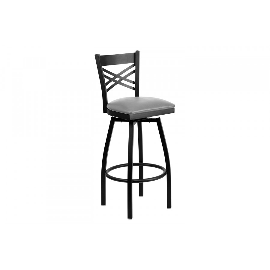 BLNK - HERCULES Series "X" Back Swivel Bar Stool with Custom Upholstered Seat