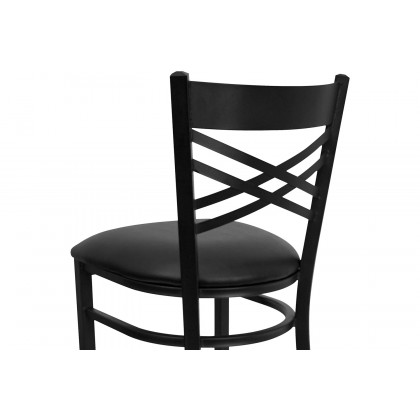 BLNK HERCULES Series Black Metal "X" Back Restaurant Bar Stool with Vinyl Seat - Black