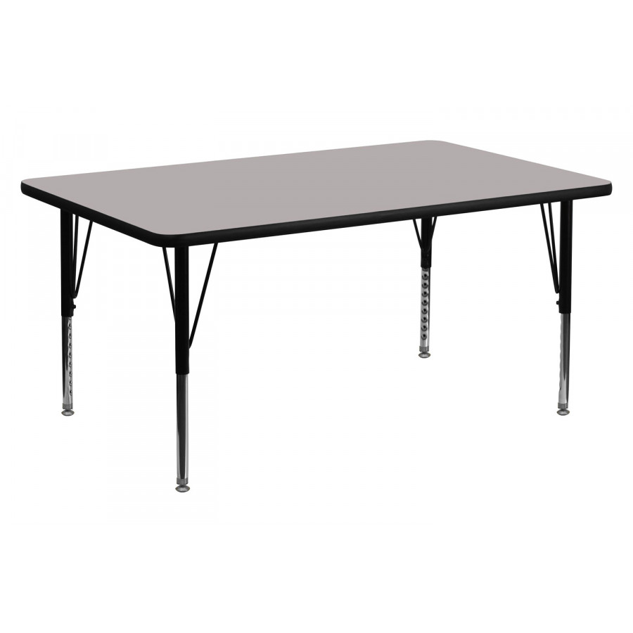 BLNK Wren Rectangular HP Laminate Activity Table - Gray, 24"W x 48"L, with Short Height Adjustable Legs