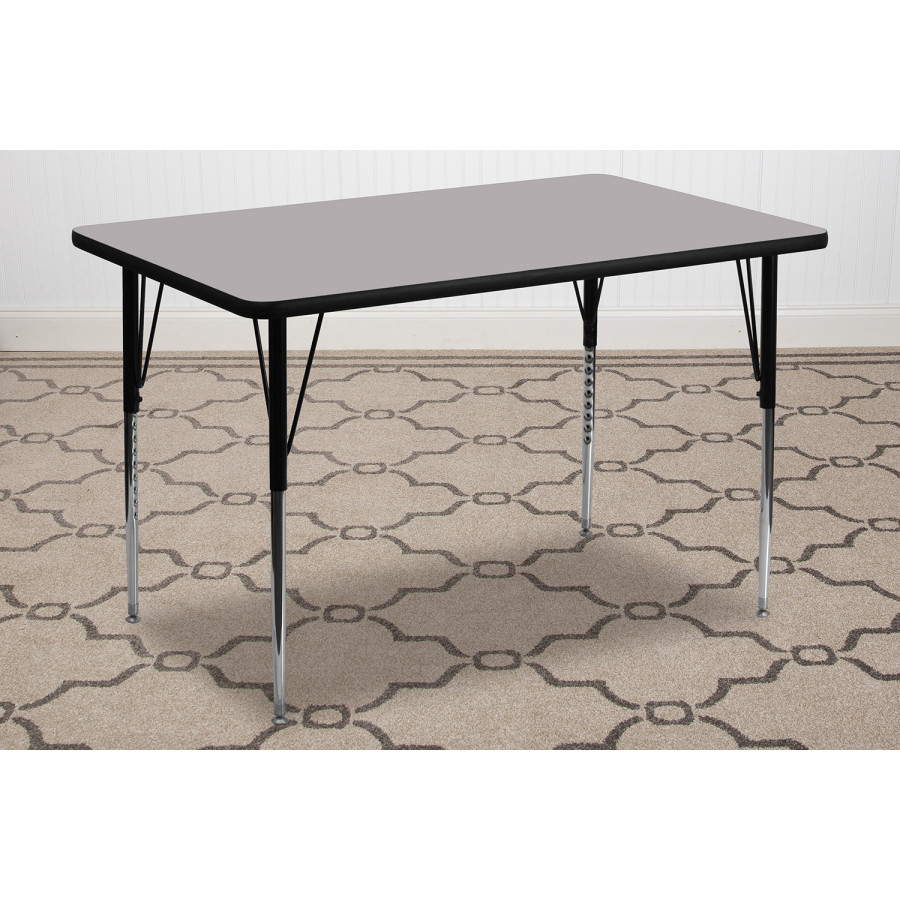 BLNK Wren Rectangular Thermal Laminate Activity Table - Gray, 24"W x 48"L, with Standard Height Adjustable Legs