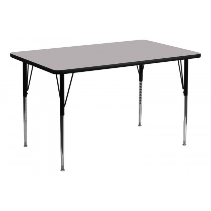 BLNK Wren Rectangular Thermal Laminate Activity Table - Gray, 24"W x 48"L, with Standard Height Adjustable Legs