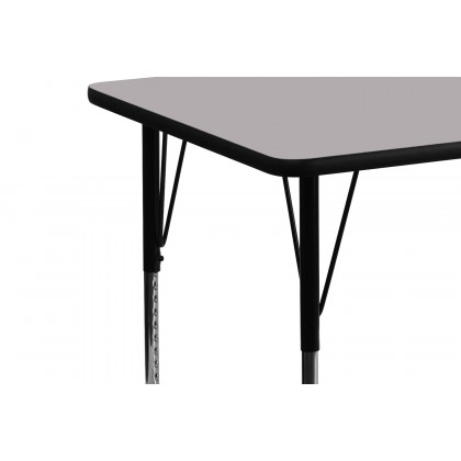 BLNK Wren Rectangular Thermal Laminate Activity Table - Gray, 24"W x 48"L, with Standard Height Adjustable Legs