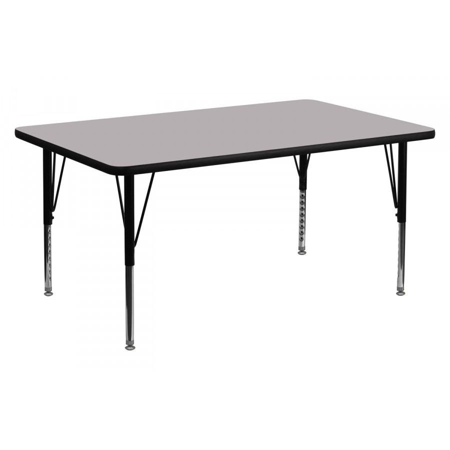 BLNK Wren Rectangular Thermal Laminate Activity Table - Gray, 24"W x 48"L, with Short Height Adjustable Legs