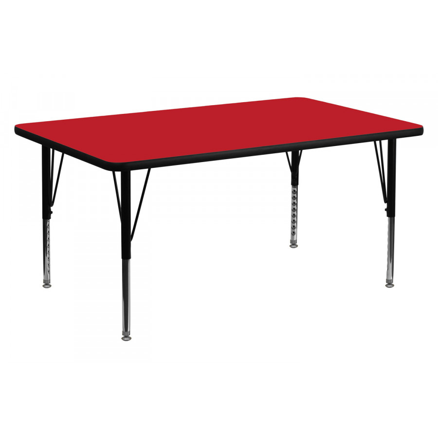 BLNK Wren Rectangular HP Laminate Activity Table - Red, 24"W x 48"L, with Short Height Adjustable Legs