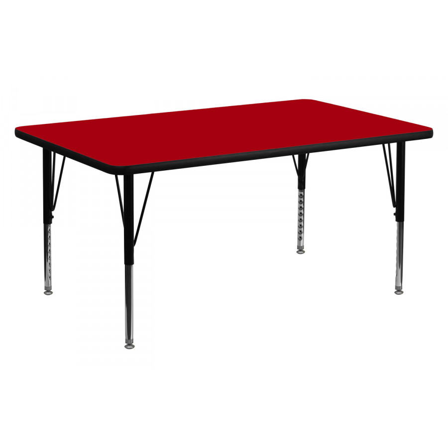BLNK Wren Rectangular Thermal Laminate Activity Table - Red, 24"W x 48"L, with Short Height Adjustable Legs