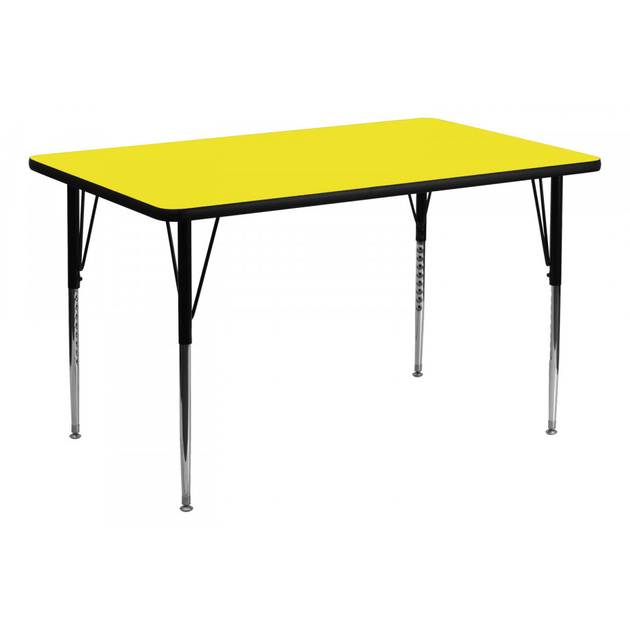 BLNK Wren Rectangular HP Laminate Activity Table - Yellow, 24"W x 48"L, with Standard Height Adjustable Legs
