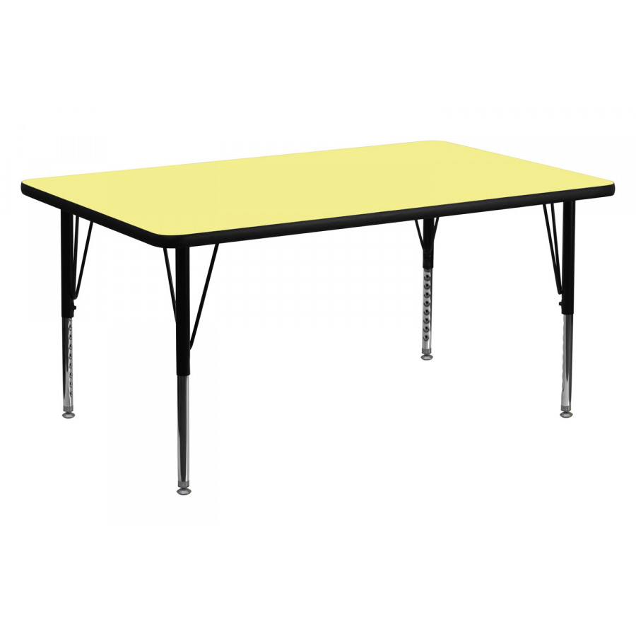 BLNK Wren Rectangular Thermal Laminate Activity Table - Yellow, 24"W x 48"L, with Short Height Adjustable Legs