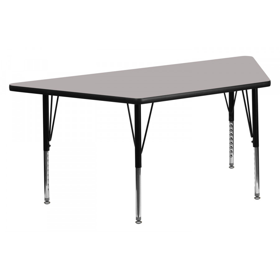 BLNK Wren Trapezoid HP Laminate Activity Table - Gray, 22.5"W x 45"L, with Short Height Adjustable Legs