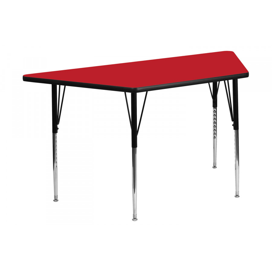 BLNK Wren Trapezoid HP Laminate Activity Table - Red, 22.5"W x 45"L, with Standard Height Adjustable Legs