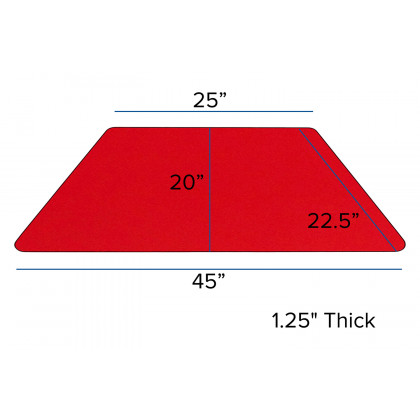 BLNK Wren Trapezoid HP Laminate Activity Table - Red, 22.5"W x 45"L, with Standard Height Adjustable Legs
