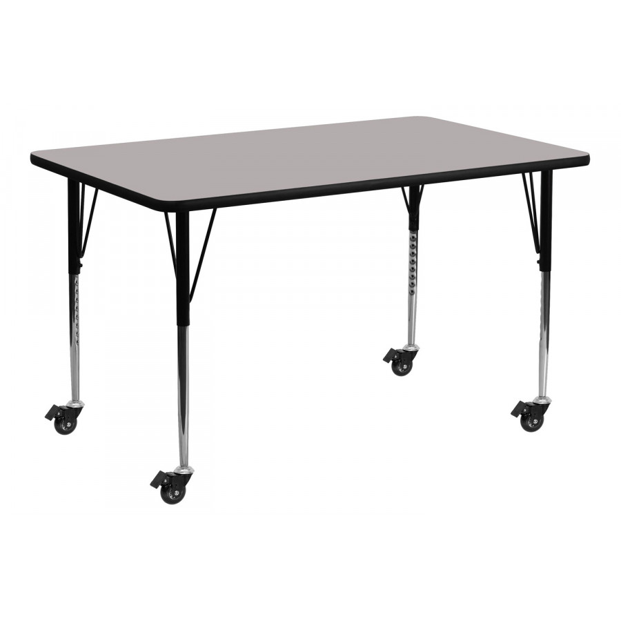 BLNK Wren Mobile Rectangular HP Laminate Activity Table - Gray, 24"W x 60"L, with Standard Height Adjustable Legs