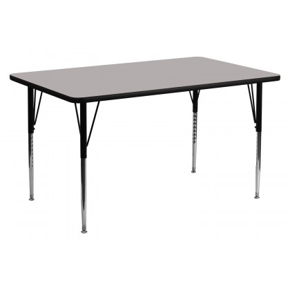 BLNK Wren Rectangular HP Laminate Activity Table - Gray, 24"W x 60"L, with Standard Height Adjustable Legs